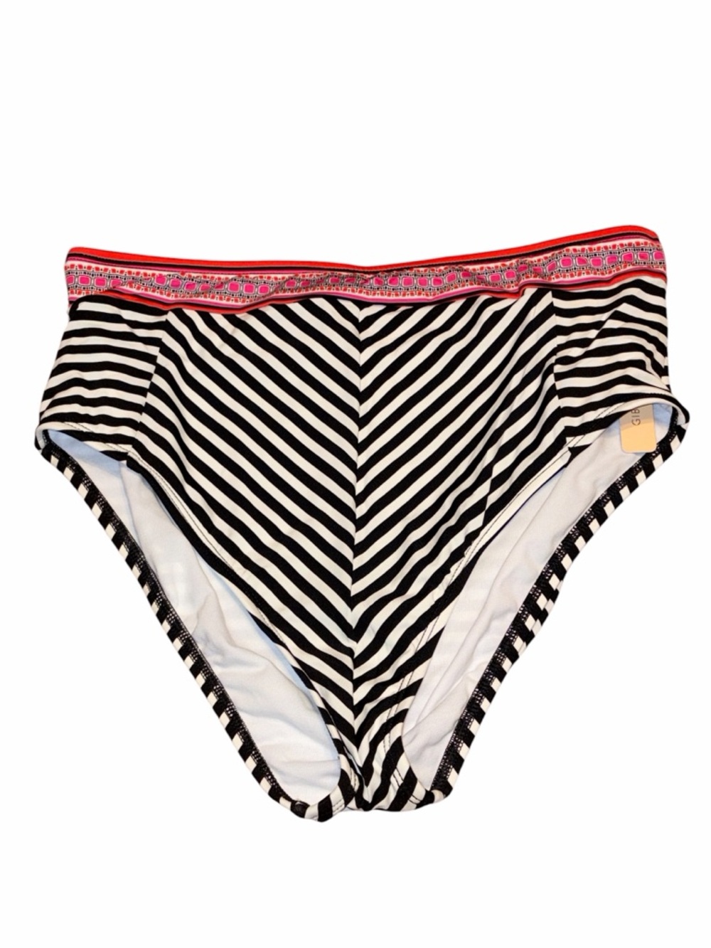 Gibson Latimer Black & White Striped Tankini with Pink Band - Picture 6 of 7